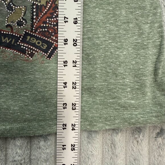 Harley-Davidson Top‎ Womens M Green Studded American Pride Milwaukee Tie Sleeves - Picture 7 of 8